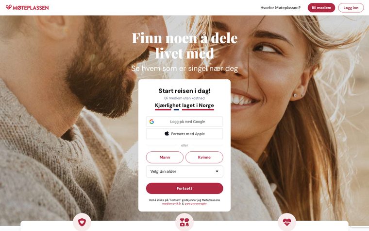 Skjermbilde av Møteplassen-nettstedet