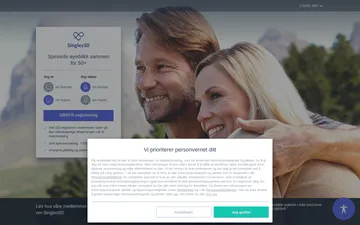 Skjermbilde av Singles50-nettstedet